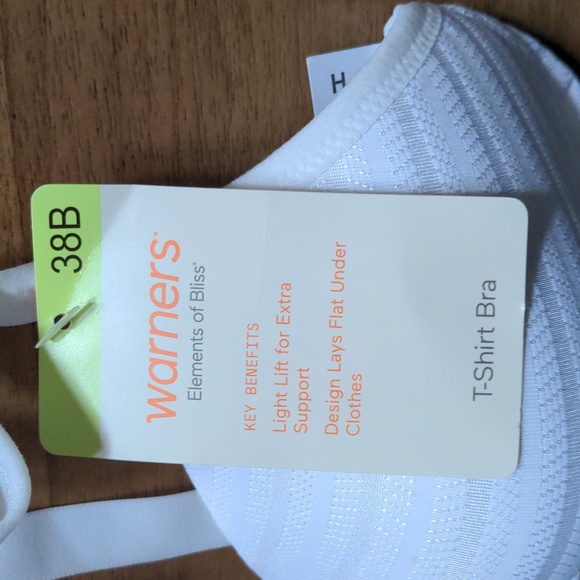 Warner's Elements of Bliss T-Shirt Bra Wireless White 38B - Picture 2 of 3